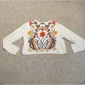 Kathmandu Imports Crop Top Womens Small Mushroom Flower Hippie Boho Festival